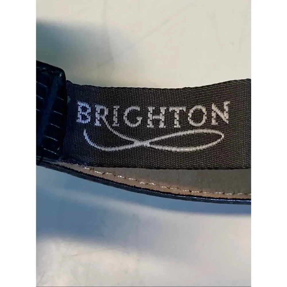 Vintage Brighton Belt Women’s Size M Dark Gray Mock Croc Silver Tone Hardware